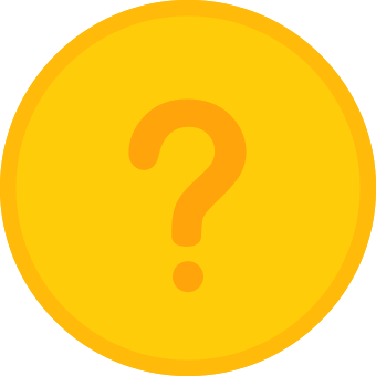 Yellow circle with question mark, symbolizing uncertainty or curiosity.